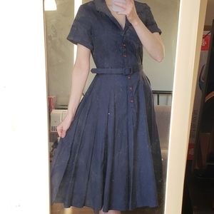 Collectif Caterina Vintage Swing Dress in Navy